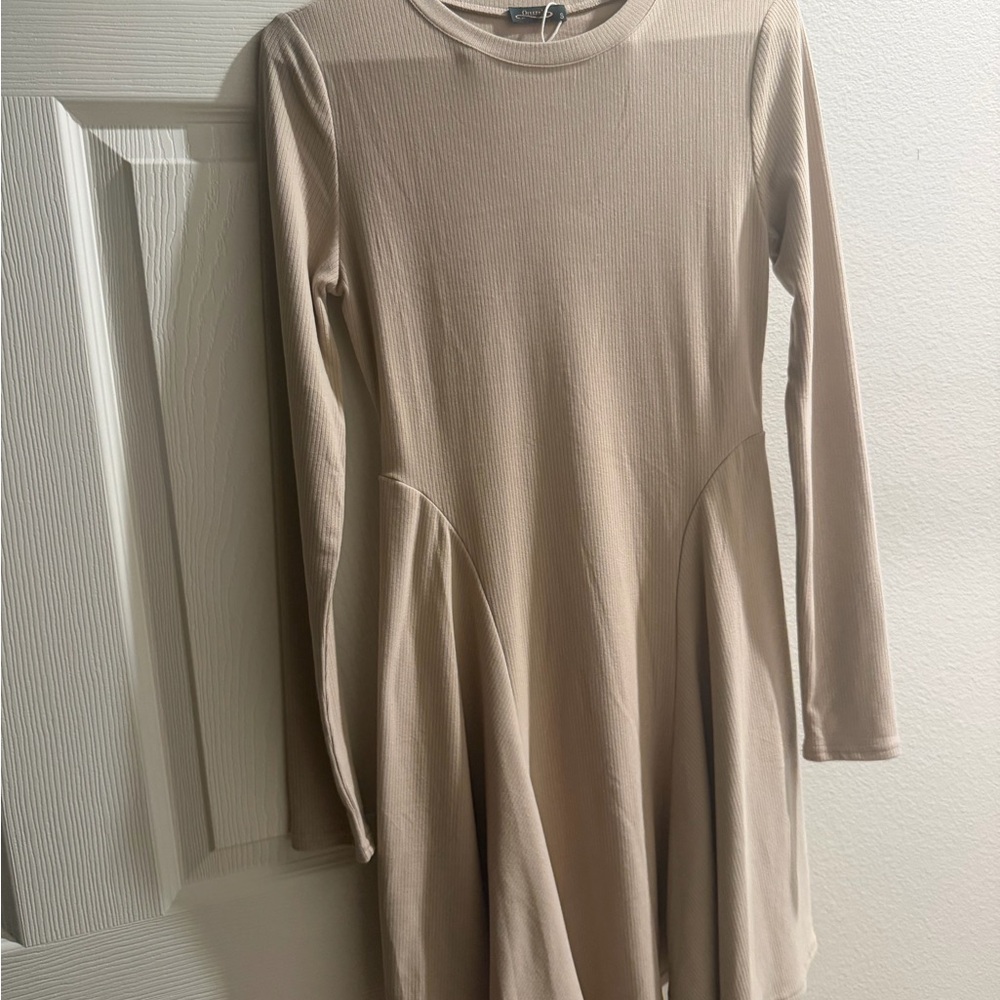 Source Unknown Beige Long Sleeve Dress